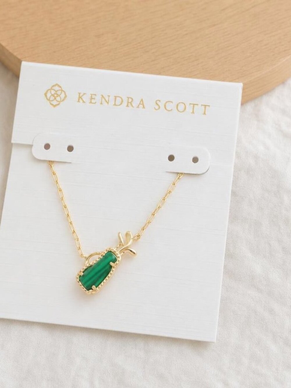 Kendra Scott Golf Gold Green Malachite Pendant Necklace